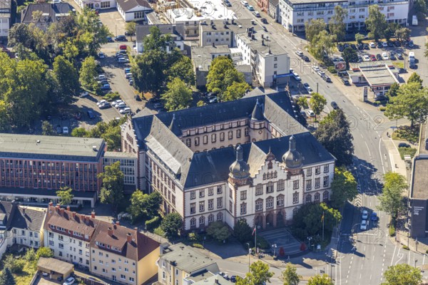 Aerial view, town hall Hamm, former district court building, Hamm, Ruhr area, North Rhine-Westphalia, Germany, DE, Europe, birds-eyes view, aerial photograph, aerial photography, aerial photography, overview, bird's eye view, local elections, city administration Hamm, seat of the Lord Mayor of the City of Hamm, seat of the administration