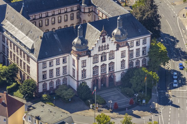Aerial view, town hall Hamm, former district court building, Hamm, Ruhr area, North Rhine-Westphalia, Germany, DE, Europe, birds-eyes view, aerial photograph, aerial photography, aerial photography, overview, bird's eye view, local elections, city administration Hamm, seat of the Lord Mayor of the City of Hamm, seat of the administration