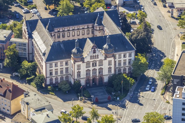 Aerial view, town hall Hamm, former district court building, Hamm, Ruhr area, North Rhine-Westphalia, Germany, DE, Europe, birds-eyes view, aerial photograph, aerial photography, aerial photography, overview, bird's eye view, local elections, city administration Hamm, seat of the Lord Mayor of the City of Hamm, seat of the administration