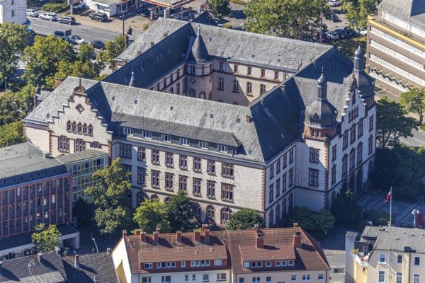 Aerial view, town hall Hamm, former district court building, Hamm, Ruhr area, North Rhine-Westphalia, Germany, DE, Europe, birds-eyes view, aerial photograph, aerial photography, aerial photography, overview, bird's eye view, local elections, city administration Hamm, seat of the Lord Mayor of the City of Hamm, seat of the administration