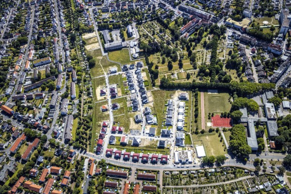 Aerial view, construction area Beisenkamp at Beisenkamp-Gymnasium, Hamm, Ruhr area, North Rhine-Westphalia, Germany, DE, Europe, birds-eyes view, aerial photography, aerial photography, overview, overview, bird's eye view