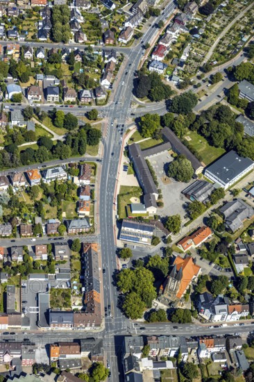 Aerial view, Ludwig-Erhard-Straße, Alleestraße, Ahornallee, between Werler Straße and Hamm, Ruhr area, North Rhine-Westphalia, Germany, Hamm, DE, Europe, birds-eyes view, aerial photograph, aerial photography, aerial photography, overview, overview, bird's eye view