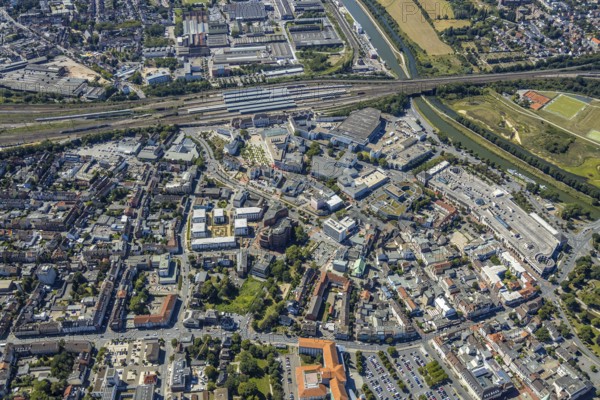 Aerial view, central station, Hammer city centre, Sternstraße B63, Hamm, Ruhr area, North Rhine-Westphalia, Germany, DE, Europe, birds-eyes view, aerial photography, aerial photography, overview, bird's eye view