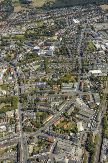 Aerial view, course of Richard-Wagner-Straße from east to west and from west to east, Hamm, Ruhr area, North Rhine-Westphalia, Germany, DE, Europe, birds-eyes view, aerial view, aerial photography, aerial photography, overview, bird's eye view