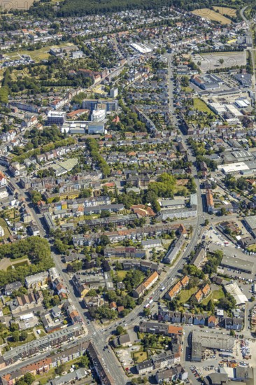 Aerial view, course of Richard-Wagner-Straße from east to west and from west to east, Hamm, Ruhr area, North Rhine-Westphalia, Germany, DE, Europe, birds-eyes view, aerial view, aerial photography, aerial photography, overview, bird's eye view