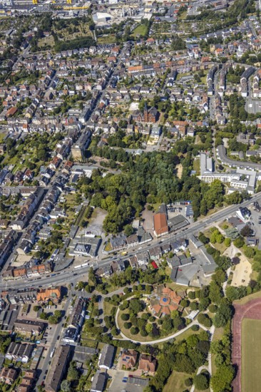 Aerial view, measure north-south green link, playground Kita St.Anna to Dortmunder Straße, Hamm, Ruhr area, North Rhine-Westphalia, Germany, DE, Europe, birds-eyes view, aerial photograph, aerial photography, aerial photography, overview, overview, bird's eye view