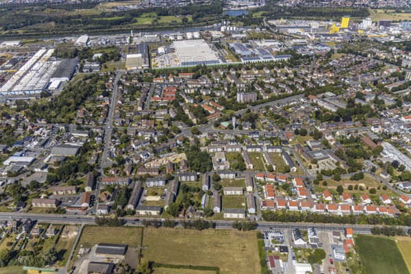 Aerial view, residential area Holstenstraße, Hammer West, high-rise housing estate, Hamm, Ruhr area, North Rhine-Westphalia, Germany, DE, Europe, birds-eyes view, aerial photography, aerial photography, overview, overview, bird's eye view