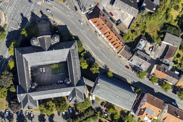 Aerial view, town hall Hamm, former district court building, Hamm, Ruhr area, North Rhine-Westphalia, Germany, DE, Europe, birds-eyes view, aerial photograph, aerial photography, aerial photography, overview, bird's eye view, local elections, city administration Hamm, seat of the Lord Mayor of the City of Hamm, seat of the administration