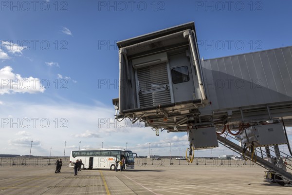 DEU Germany Germany Berlin Views of BER Berlin Brandenburg Airport, scheduled to open in 2020. Group visits the apron