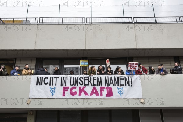 DEU Germany Germany Berlin Demonstration ' March of Women, which was organised by AFD member, the Kurdish woman Leyla Bilge. The protest was directed against the sexism of asylum seekers and the German government's immigration policy. counter-demonstrators at Hallesches Tor