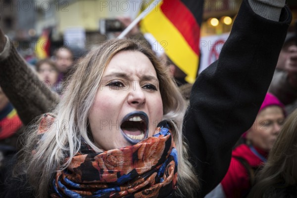 DEU Germany Germany Berlin Demonstration ' March of Women, which was organised by AFD member, Kurdish woman Leyla Bilge. The protest was directed against the sexism of asylum seekers and the German government's immigration policy