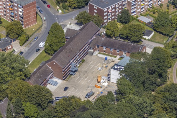 Aerial view, Gebrüder-Grimm-Schule, Hamm, Berliner Straße, Bockum-Hövel, Ruhr area, North Rhine-Westphalia, Germany, DE, Europe, birds-eyes view, aerial view, aerial photography, aerial photography, overview, bird's eye view