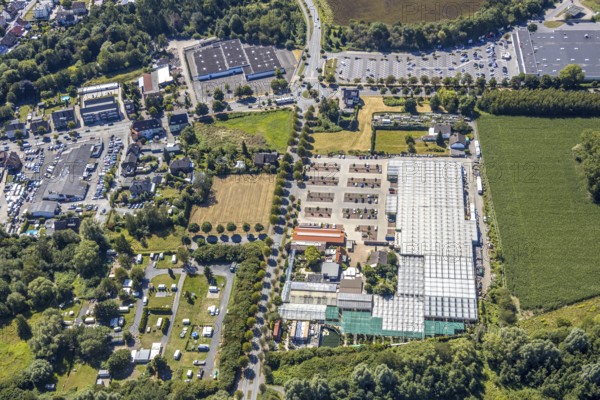 Aerial view, roundabout Münsterstraße Warendorfer Straße, Sachsenring, Heessen, Hamm, Ruhr area, North Rhine-Westphalia, Germany, DE, Europe, birds-eyes view, aerial photography, aerial photography, overview, overview, bird's eye view