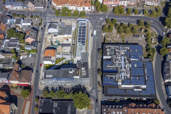 Aerial view, construction site, new building, Pressehaus Westfälischer Anzeiger, Radio Lippewelle, Hamm, Ruhr area, North Rhine-Westphalia, Germany, DE, Europe, birds-eyes, view, aerial photography, aerial photography, overview, overview, bird's eye view, press, newspaper, news, information, daily newspaper, radio station, radio programme, modedration, music, news, hits, charts