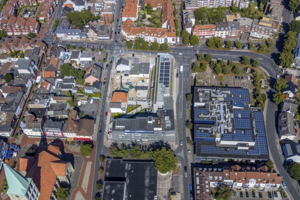 Aerial view, construction site, new building, Pressehaus Westfälischer Anzeiger, Radio Lippewelle, Hamm, Ruhr area, North Rhine-Westphalia, Germany, DE, Europe, birds-eyes, view, aerial photography, aerial photography, overview, overview, bird's eye view, press, newspaper, news, information, daily newspaper, radio station, radio programme, modedration, music, news, hits, charts
