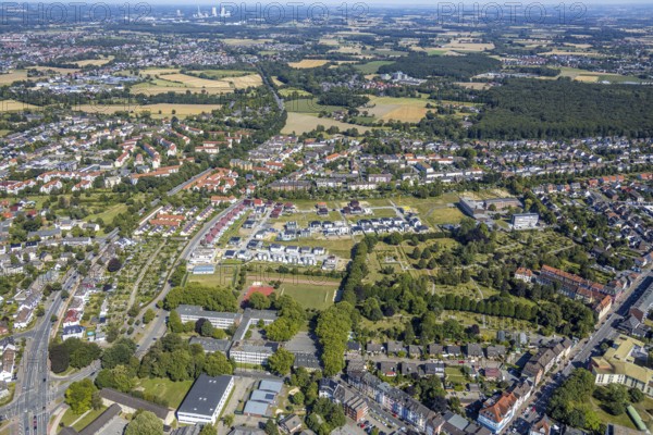 Aerial view, new building area next to Beisenkamp, Ida-Goldstein-Straße - Sophie-Buschkötter-Straße - Johannes-Schwering-Straße, Hamm, Ruhr area, North Rhine-Westphalia, Germany, DE, Europe, birds-eyes, view, aerial photograph, aerial photography, aerial photography, overview, overview, bird's eye view, living, flat, houses, residential buildings, housing estate, settlement