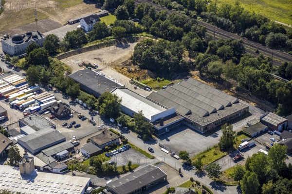 Aerial view, industrial hall Vogtskamp 6, Yunus Emre Camii Mosque, Heessen, Hamm, Ruhr area, North Rhine-Westphalia, Germany, DE, Europe, birds-eyes, view, aerial photograph, aerial photography, aerial photography, overview, overview, bird's eye view, Hamm-Heessen, religion, faith