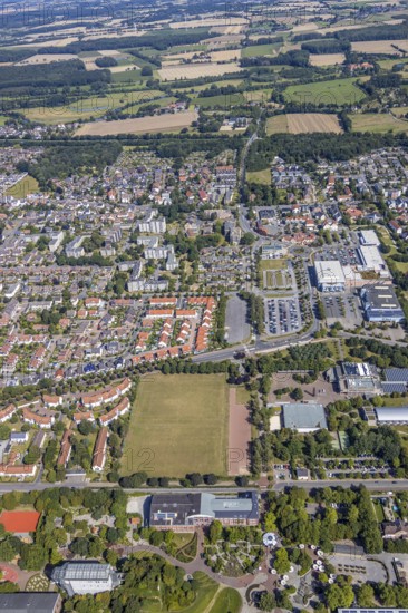 Aerial view, overview Hamm-Osten, Maximilian-Park to the Datteln-Hamm-Canal, Werries, Hamm, Ruhr area, North Rhine-Westphalia, Germany, DE, Europe, birds-eyes, view, aerial photography, aerial photography, overview, bird's eye view, Maximilianpark, leisure, recreation, green areas, flowers, trees