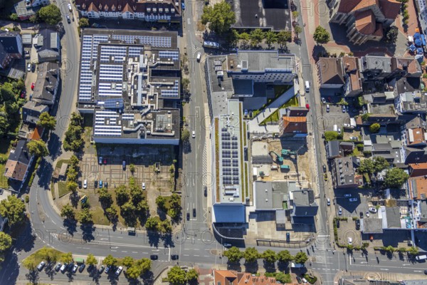 Aerial view, construction site, new building, Pressehaus Westfälischer Anzeiger, Radio Lippewelle, Hamm, Ruhr area, North Rhine-Westphalia, Germany, DE, Europe, birds-eyes, view, aerial photography, aerial photography, overview, overview, bird's eye view, press, newspaper, news, information, daily newspaper, radio station, radio programme, modedration, music, news, hits, charts