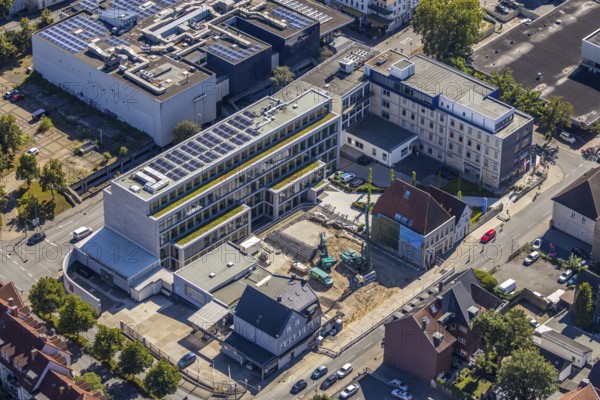 Aerial view, construction site, new building, Pressehaus Westfälischer Anzeiger, Radio Lippewelle, Hamm, Ruhr area, North Rhine-Westphalia, Germany, DE, Europe, birds-eyes, view, aerial photography, aerial photography, overview, overview, bird's eye view, press, newspaper, news, information, daily newspaper, radio station, radio programme, modedration, music, news, hits, charts