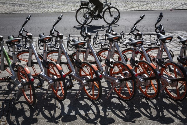 DEU Germany Germany Berlin Rental bikes in the city.bikes from the provider Mobike at Bahnhof Zoo
