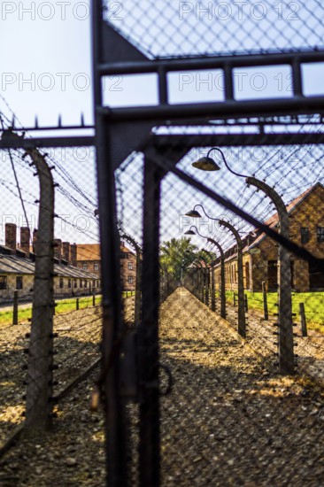 POL Poland Poland Auschwitz barrier fence at the memorial site of the former Auschwitz concentration camp