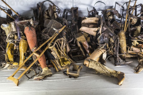 POL Poland Poland Auschwitz Prostheses and walking aids from inmates at the memorial site of the former Auschwitz concentration camp