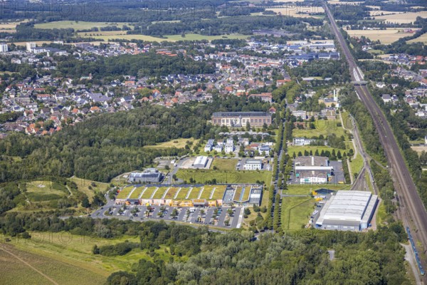 Aerial view, Alfred-fisherman-Halle, Halde Sachsen, Heessen, Hamm, Ruhr area, North Rhine-Westphalia, Germany, DE, Europe, birds-eyes, view, aerial photograph, aerial photography, aerial photography, overview, bird's eye view, industry, trade, economy, commercial enterprise, production, trade, event hall, event location, events, mining, overburden, coal, colliery