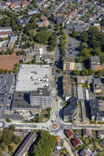 Aerial view, road construction, Baumerstrasse, Rautensteinstrasse, Friedrich-Ebert-Strasse, roundabouts, Bockum-Hövel, Hamm, Ruhr area, North Rhine-Westphalia, Germany, DE, Europe, birds-eyes view, aerial photography, aerial photography, overview, bird's eye view