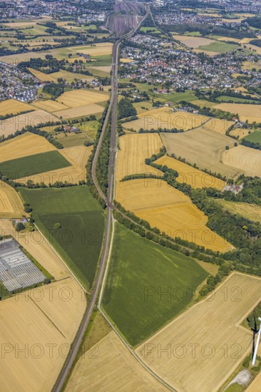 Aerial photograph, B63n South route corridor, Nordböggen, Pelkum, Hamm, Ruhr area, North Rhine-Westphalia, Germany, DE, Europe, birds-eyes view, aerial photograph, aerial photography, aerial photography, overview, bird's-eye view