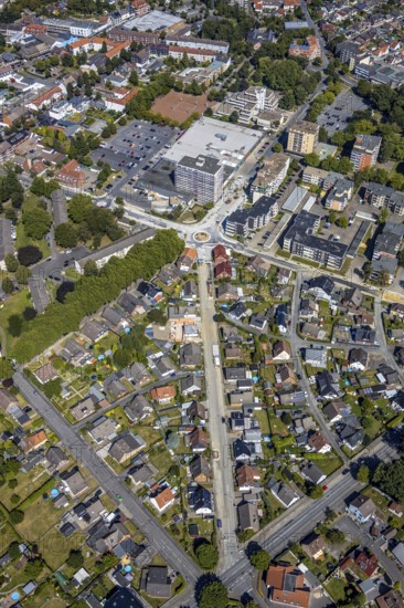 Aerial view, road construction, Baumerstrasse, Rautensteinstrasse, Friedrich-Ebert-Strasse, roundabouts, Bockum-Hövel, Hamm, Ruhr area, North Rhine-Westphalia, Germany, DE, Europe, birds-eyes view, aerial photography, aerial photography, overview, bird's eye view