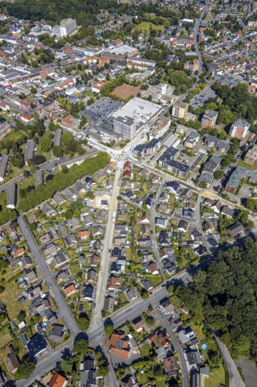 Aerial view, road construction, Baumerstrasse, Rautensteinstrasse, Friedrich-Ebert-Strasse, roundabouts, Bockum-Hövel, Hamm, Ruhr area, North Rhine-Westphalia, Germany, DE, Europe, birds-eyes view, aerial photography, aerial photography, overview, bird's eye view