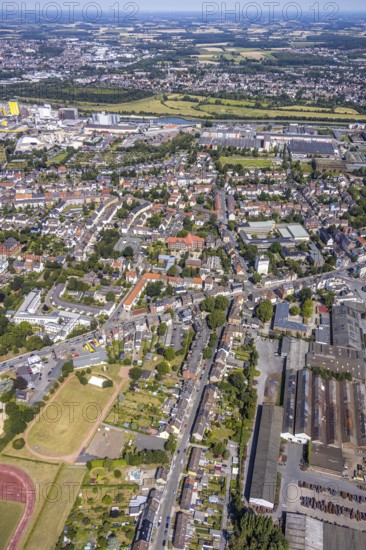Aerial view, overview Hamm-Westen, view north direction canal - harbour, Hamm, Ruhr area, North Rhine-Westphalia, Germany, DE, Europe, birds-eyes, view, aerial photography, aerial photography, overview, bird's eye view