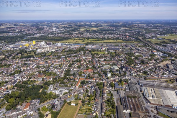 Aerial view, overview Hamm-Westen, view north direction canal - harbour, Hamm, Ruhr area, North Rhine-Westphalia, Germany, DE, Europe, birds-eyes, view, aerial photography, aerial photography, overview, bird's eye view