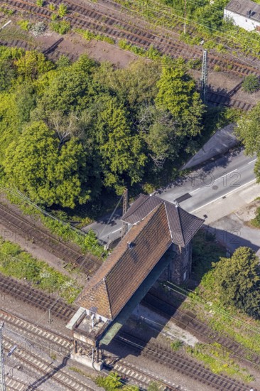 Aerial view, seven bridges, Günterstraße, railway subway, marshalling yard, former signal box, Hamm, Ruhr area, North Rhine-Westphalia, Germany, DE, Europe, birds-eyes, view, aerial photograph, aerial photography, aerial photography, overview, bird's eye view, freight, freight station, goods trains, freight traffic, transport, logistics