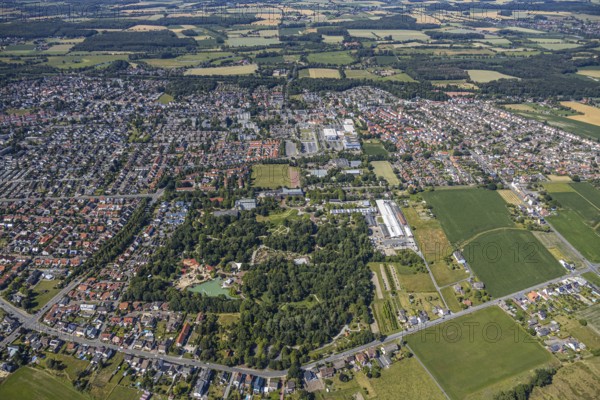 Aerial view, overview Hamm-Osten, Maximilian-Park, Braam-Ostwennemar, Hamm, Ruhr area, North Rhine-Westphalia, Germany, DE, Europe, birds-eyes, view, aerial view, aerial photography, aerial photography, overview, bird's eye view, Hamm-Osten, leisure, recreation, green spaces, flowers, trees