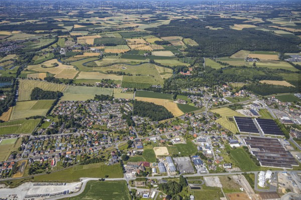 Aerial view, overview Hamm-Uentrop, Hamm, Ruhr area, North Rhine-Westphalia, Germany, DE, Europe, birds-eyes, view, aerial photograph, aerial photography, aerial photography, overview, bird's eye view, Hamm-Uentrop