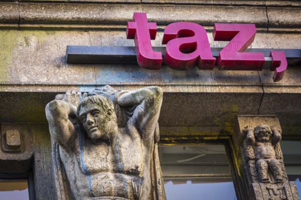 DEU Germany Germany Berlin The dismantling of the TAZ lettering on the old TAZ building on Rudi-Dutschke-Str