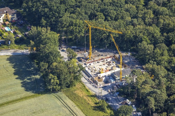 Aerial view, construction work on Dresdener Straße, Bockheideweg, Herringen, Hamm, Ruhr area, North Rhine-Westphalia, Germany, DE, Europe, birds-eyes view, aerial photography, aerial photography, overview, bird's eye view