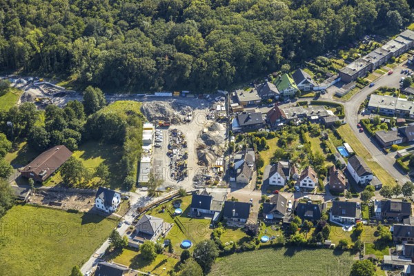 Aerial view, construction work on Dresdener Straße, Bockheideweg, Herringen, Hamm, Ruhr area, North Rhine-Westphalia, Germany, DE, Europe, birds-eyes view, aerial photography, aerial photography, overview, bird's eye view