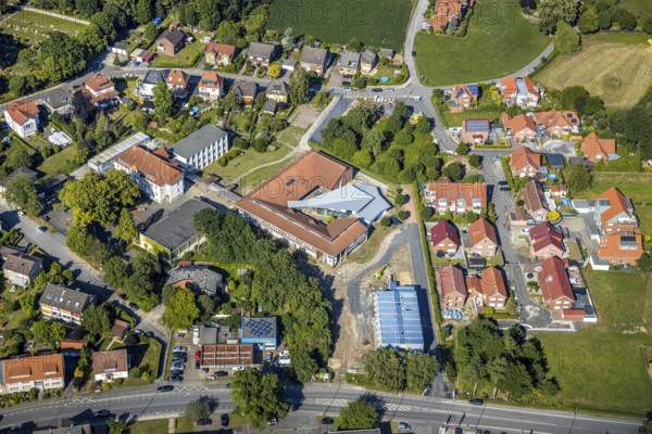 Aerial view, Arnold-Freymuth-Schule, new development area Löbbeweg, Herringen, Hamm, Ruhr area, North Rhine-Westphalia, Germany, DE, Europe, birds-eyes view, aerial view, aerial photography, aerial photography, overview, bird's eye view