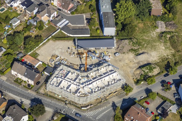 Aerial photograph, new building on the Waldenburger Straße wasteland, Wilczek Immobilien, Herringen, Hamm, Ruhr area, North Rhine-Westphalia, Germany, DE, Europe, birds-eyes view, aerial photograph, aerial photography, aerial photography, overview, overview, bird's eye view