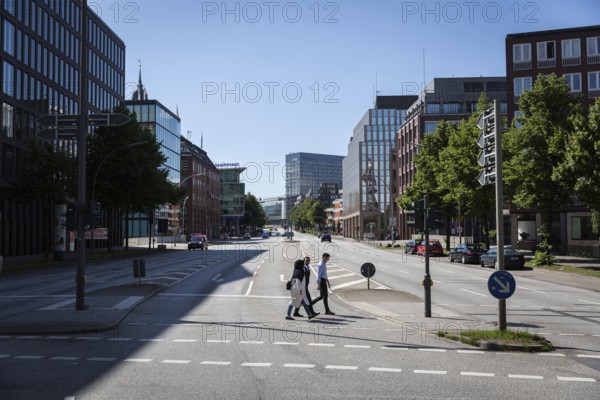DEU Germany Germany Hamburg Empty city centre in front of and during the 'Welcome to hell' demonstration in the run-up to the G20 summit