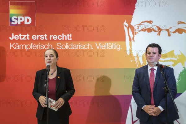DEU Germany Germany Berlin Raising the rainbow flag with Petra Nowacki and SPD General Secretary Hubertus Heil in front of the SPD headquarters, the Willy Brandt House, four days in front of CSD