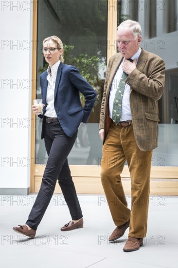 DEU Germany Germany Berlin The AFD's leading candidates Alexander Gauland and Alice Weidel in front of a press conference on asylum and development policy