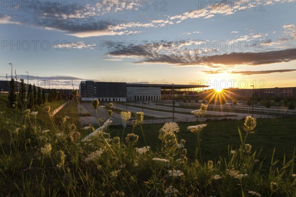 DEU Germany Germany Berlin Sunset at the future BER Berlin-Brandenburg Airport