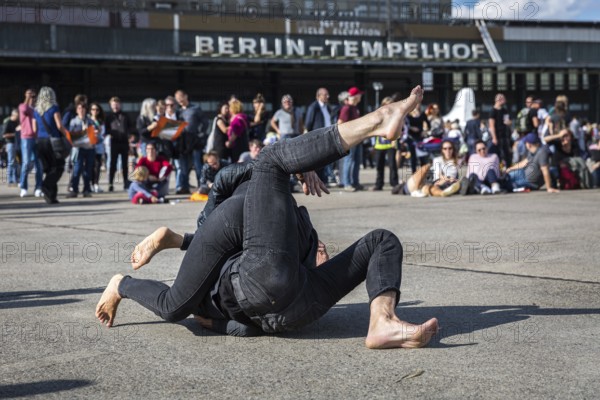 DEU Germany Germany Berlin Performances and dance by the Volksbühne ensemble at Tempelhof Airport