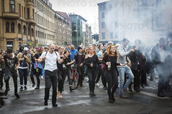 DEU Germany Germany Berlin Demonstration 'Who owns the city' by music fans and club goers through Berlin-Mitte