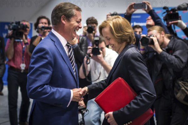 DEU Germany Germany Berlin Election event of the Alternative for Germany AFD with Beatrix von Storch with the British founder of the UKIP party Nigel Farage