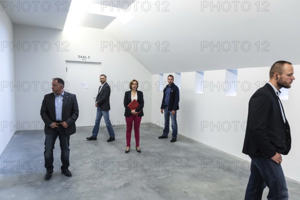 DEU Germany Germany Berlin Election event of the Alternative for Germany AFD with Beatrix von Storch with the British founder of the UKIP party Nigel Farage. Von Storch with bodyguards in front of the event